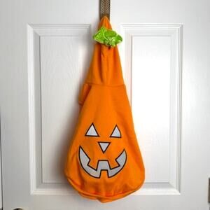 Pet Pumpkin Costume Hoodie Orange Reflective Face Medium Dog Halloween Hoodie
